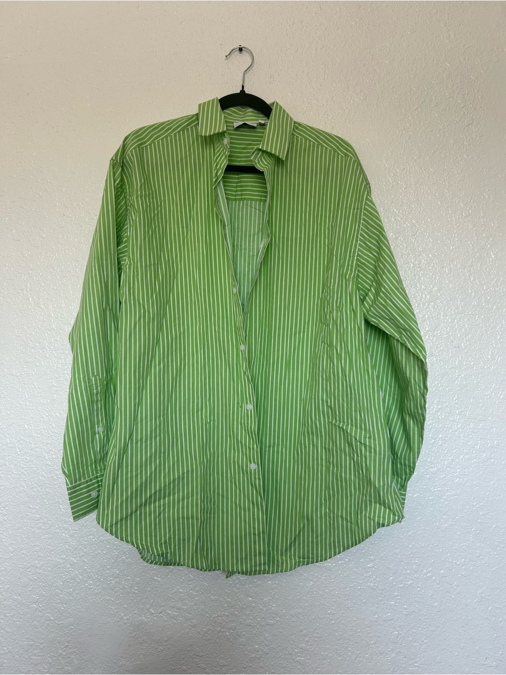 ASOS Green and White Striped Button Down Shirt oversized unisex